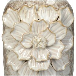 Keramikvase ''Flowers'' - hvid/brun