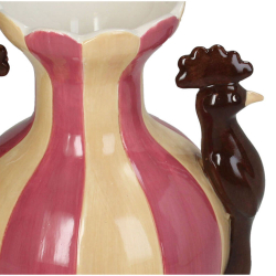 Stribet vase med to fugle - rosa/beige