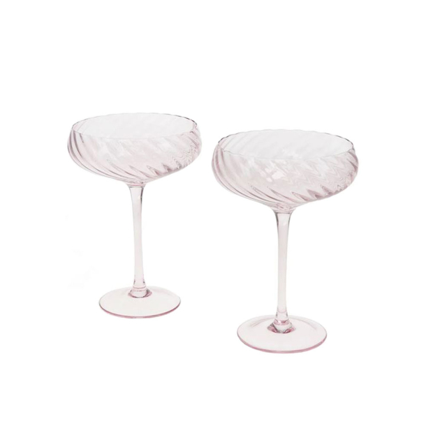 Coctailglas "Scalloped coupe" 2 stk. - pink