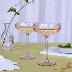 Coctailglas "Scalloped coupe" 2 stk. - pink