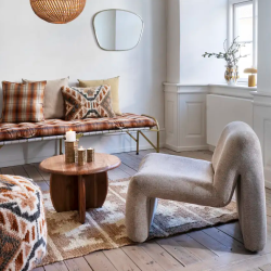 Gulvtppe i jute - natur/rd