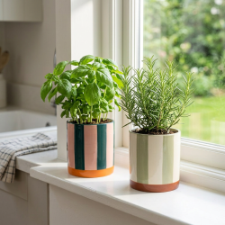 Urtepotte orange/pink/petrolium - 11 cm.