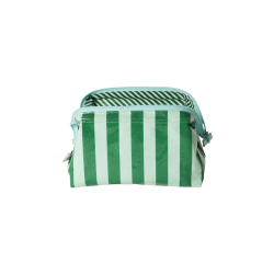 Coatet toilettaske - lille - Gr�n/mint strib
