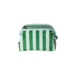 Coatet toilettaske - lille - Gr�n/mint strib