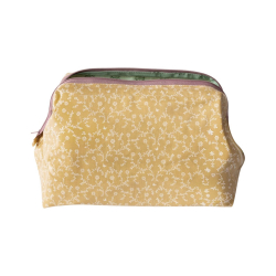 Coatet toilettaske - stor - Lysegul/rosa/gr�n