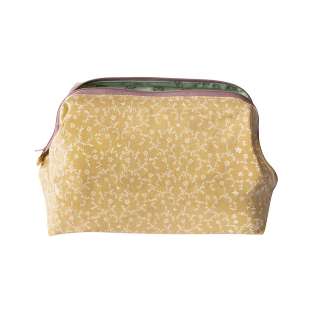 Coatet toilettaske - stor - Lysegul/rosa/gr�n