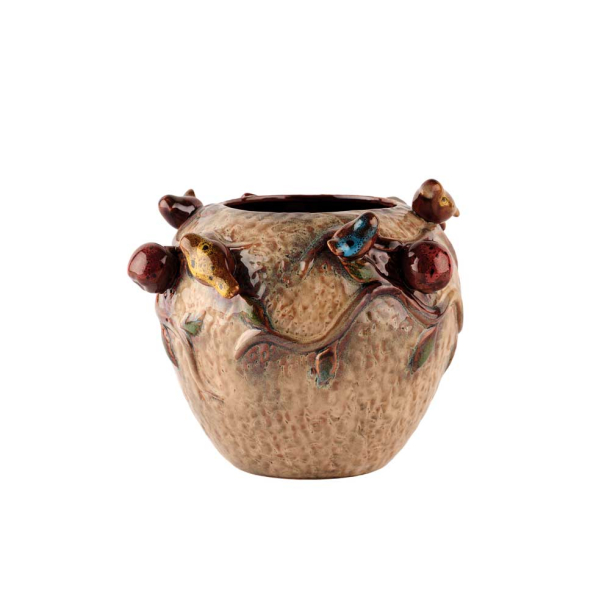 Potteskjuler "Fruit &amp; bird" - beige