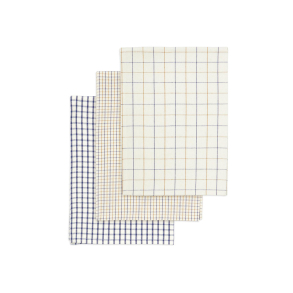 S�t med 3 viskestykker - Blue/mustard