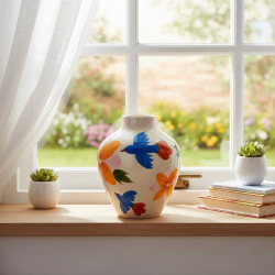 H�ndmalet keramikvase ''Maricala''