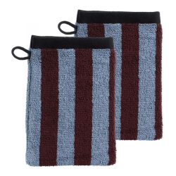 Vaskehandsker - bl�/bordeaux - s�t med 2 stk.