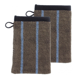 Vaskehandsker - brun/bl� - s�t med 2 stk.
