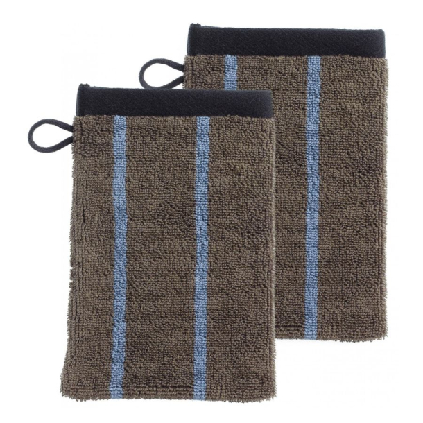 Vaskehandsker - brun/bl� - s�t med 2 stk.