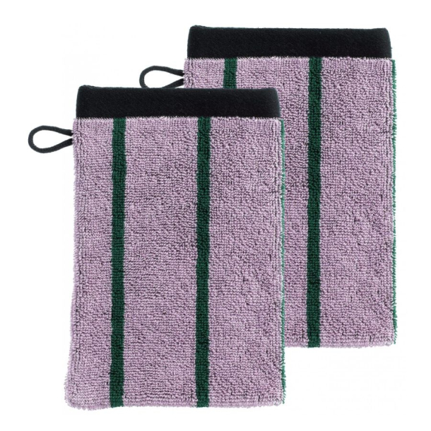 Vaskehandsker - lilla/gr�n - s�t med 2 stk.