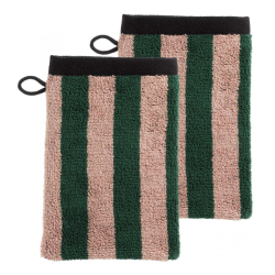 Vaskehandsker - lyser�d/gr�n - s�t med 2 stk.