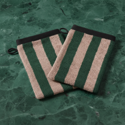 Vaskehandsker - lyser�d/gr�n - s�t med 2 stk.