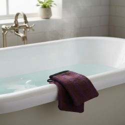 Vaskehandsker - bordeaux/lilla - s�t med 2 stk.