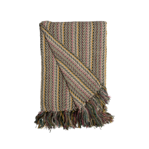 Bomuldsplaid - zigzag - nature green