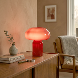 Bordlampe af glas - r�d