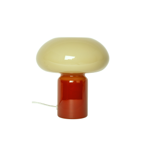 Bordlampe af glas - r�d/sage