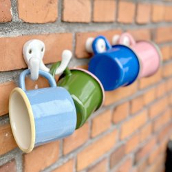 Emaljekop - Lysebl/gul/creme