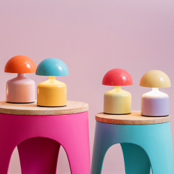 LED lampe "Funky Impetu" - lilla/gul