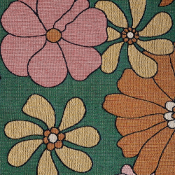 Dobbeltv�vet plaid ''Petrol/orange flowers'' 