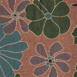 Dobbeltv�vet plaid ''Petrol/orange flowers'' 