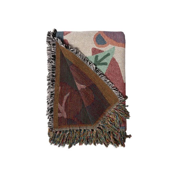 Dobbeltv�vet plaid ''Jungle cream'' 