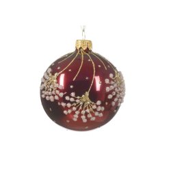 Glaskugle brun med glimmergrene