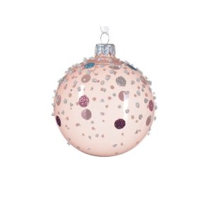 Glaskugle med prikker - rosa