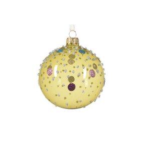 Glaskugle med prikker - gul