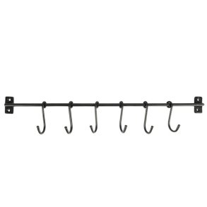 Knagerkke med 6 kroge - Sort metal 