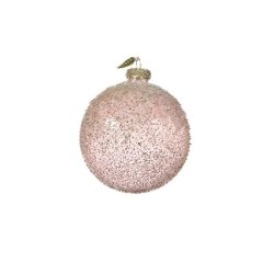 Glaskugler med blomsterblade/frost pink  - st af 3
