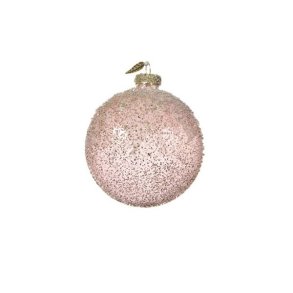 Glaskugler med blomsterblade/frost pink  - st af 3