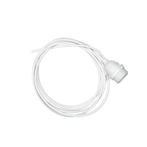 Stofledning med fatning 3m. - hvid