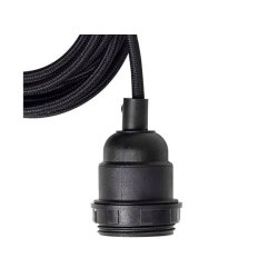 Stofledning med fatning 3m. - sort