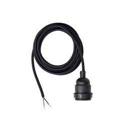 Stofledning med fatning 3m. - sort