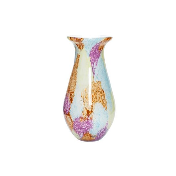 Glasvase stor - lilla/orange/bl�