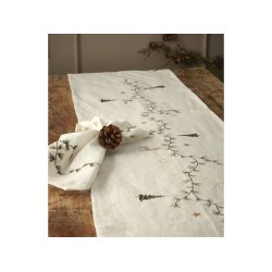 Stofserviet med grn ranke 4 stk. - hvid