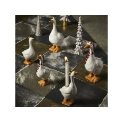 Kertestage gs med krone - hvid