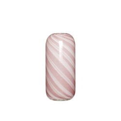 Stribet glasvase - rosa - hj
