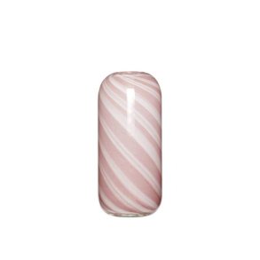 Stribet glasvase - rosa - hj