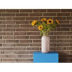 Stribet glasvase - rosa - hj