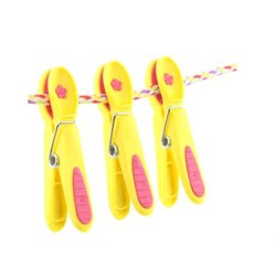 Tjklemme - Gul med pink blomst