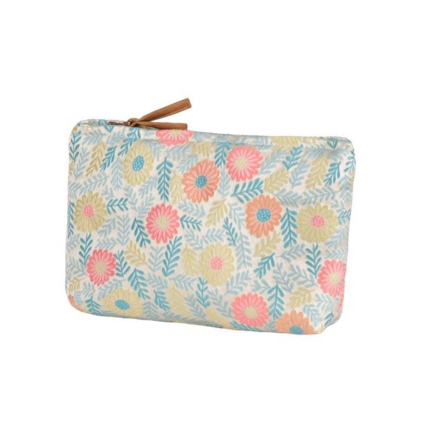 Pouch "Floral" - fersken/lime/tyrkis