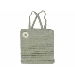 Hklet taske - grn med blomst