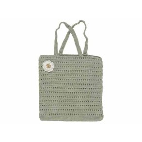 Hklet taske - grn med blomst