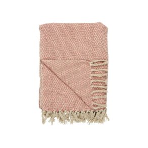 Plaid i bomuld - koral