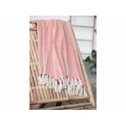 Plaid i bomuld - koral