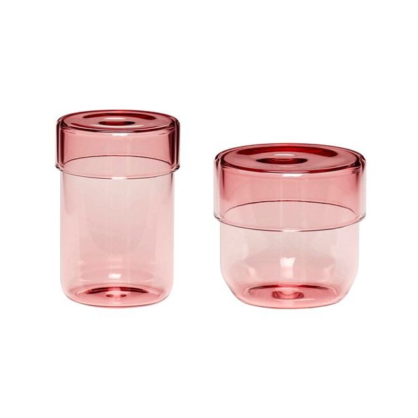 Opbevaringsglas - st af 2 - rosa